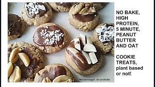 NO BAKE, HIGH PROTEIN, 5 MINUTE, PLANT BASED, PB AND CHOC SWEET TREAT COOKIES, 3 ingredients