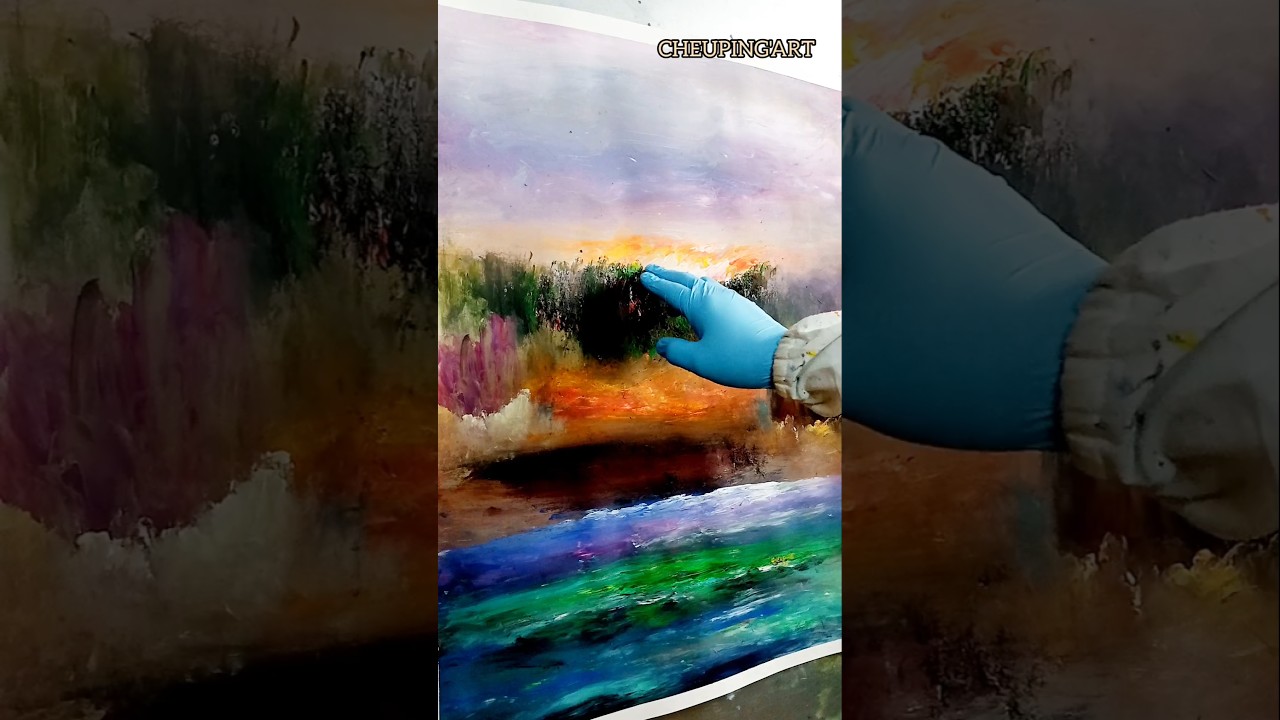 Beautiful landscape with my Fingers and acrylic paint/ 