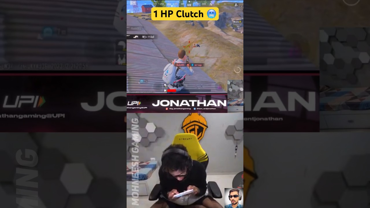 JONATHAN GAMING 1 HP CLUTCH 1V4🥵| HACKER OR WOTT😱