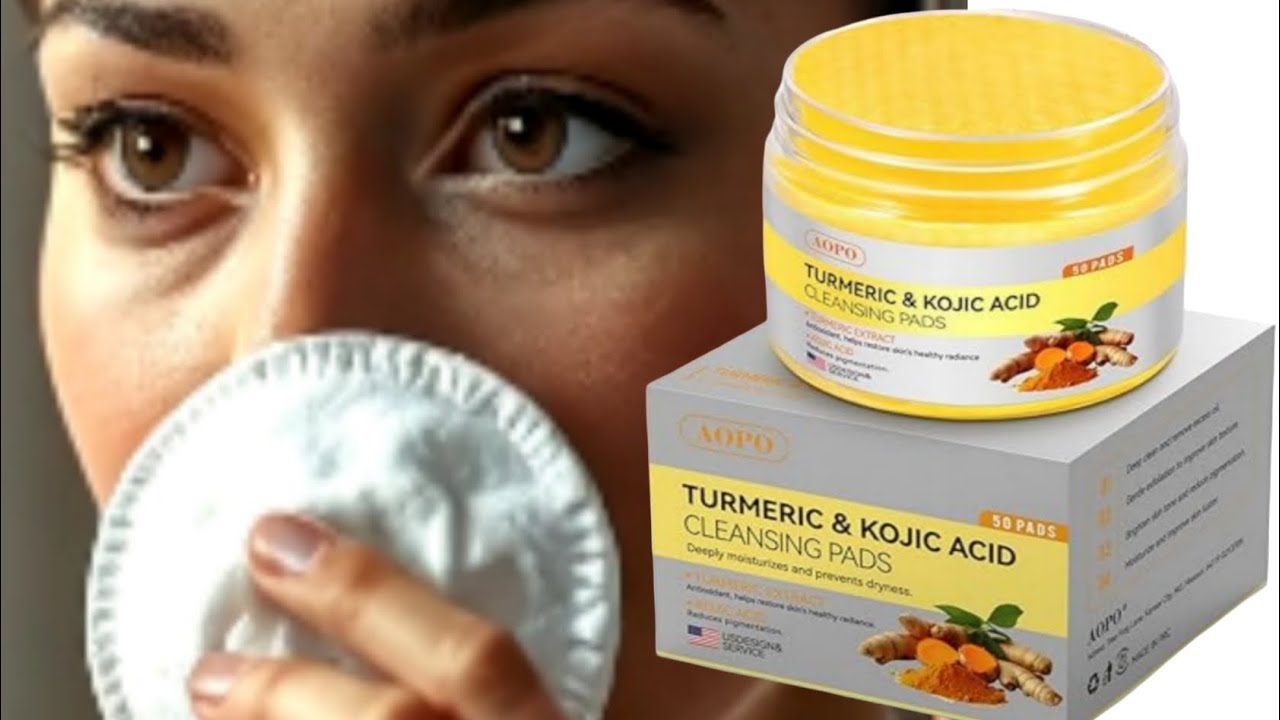 Kojic Acid and Turmeric Cleansing Pads, 50 Pcs, for Face Cleansing and Exfoliation
