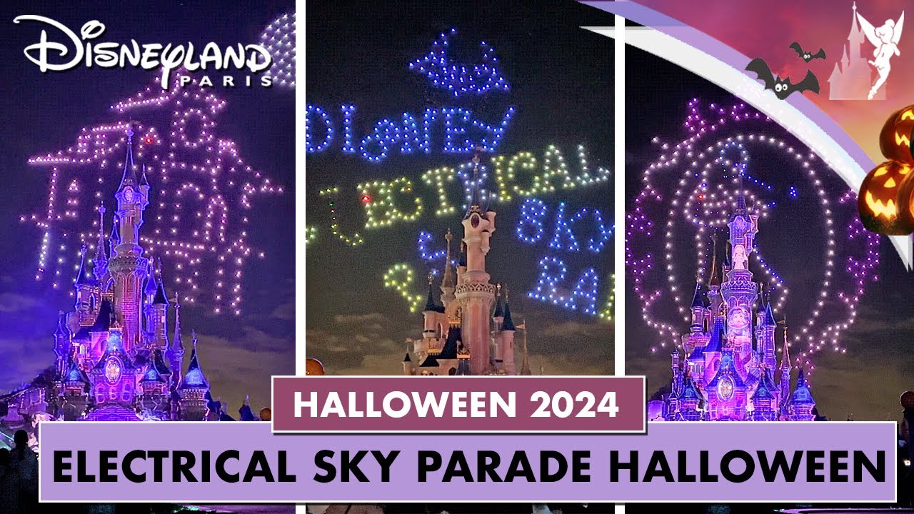 🎃 FULL SHOW Disney Electrical Sky Parade Halloween version drone show Disneyland Paris 2024