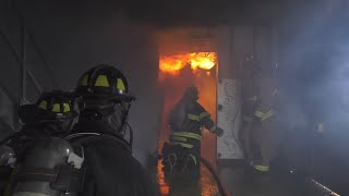 Firefighters From Concord And Bedford, M., Along With Hanscom, Exercised Firefighting Techniques