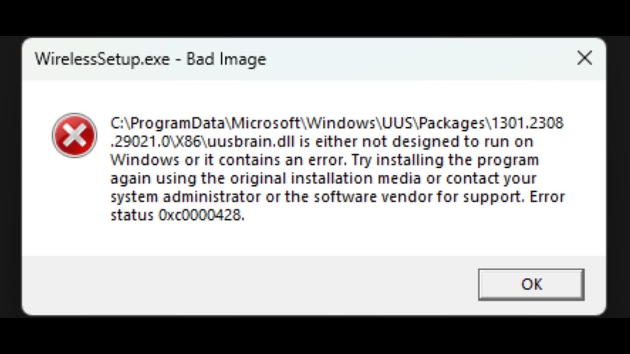 Fix Can't Install Intel Wi-Fi 6E AX210 Driver Error WirelessSetup.exe Bad Image uusbrain.dll Error