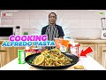 Cooking Shrimp Alfredo Pasta