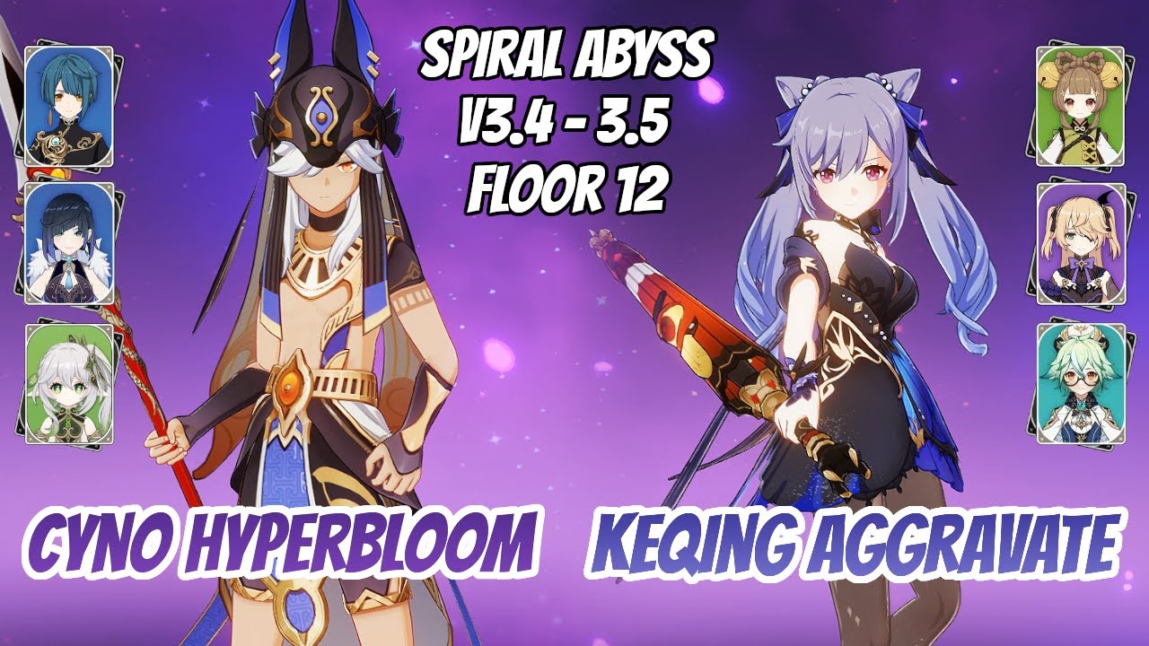 Cyno Double Hydro Hyperbloom & Keqing Aggravate Abyss v3.4 - 3.5 Floor 12 (9 Stars) | Genshin Impact