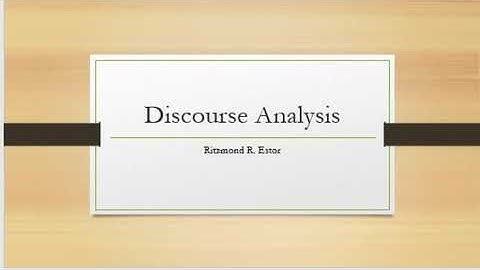 Discourse and Discourse Analysis