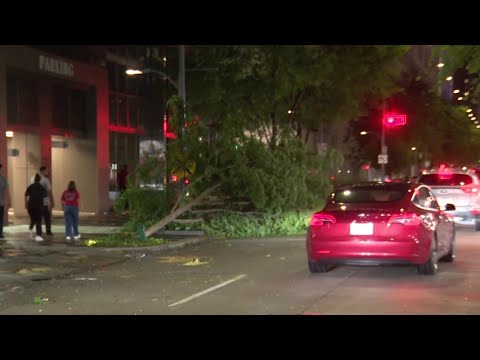 Damage in downtown Houston following severe thunderstorm