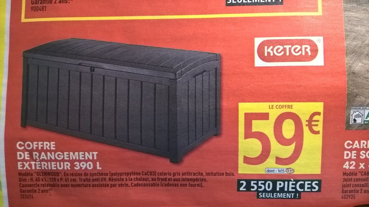 Banc de rangement extérieur, gris, 71 gal de DURAMAX