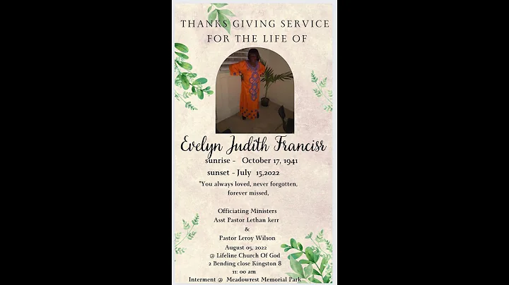 THANKSGIVING SERVICE FOR LIFE OF EVELYN JUDITH FRA...