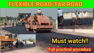 Construction of tar road full procedure|Asphalt road| practical video 🔥🔥🔥