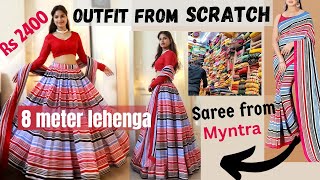 Outfit From Scratch Using Saree | 8 METER Lehenga | Under Budget | Pinterest Inspired | Desichic