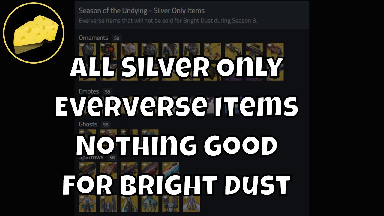 All Silver Only Eververse Items AKA Nothing Good For Bright Dust