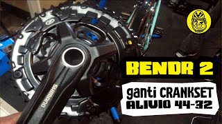 Polygon BENDR 2, ganti crankset Shimano Alivio MT210 44-32 dari SORA 50-34