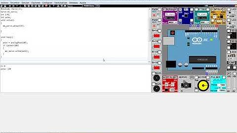 UnoArduSim uso de display 7 segmentos, Potenciómetro, Servo y Motor PWM