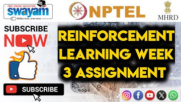 reinforcement learning  || WEEK-3 Quiz assignment Answers 3 2024 || NPTEL