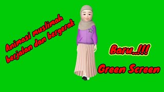 Animasi muslimah berjalan dan bergerak | green screen muslimah bergerak