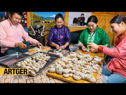 Grandma's Birthday Feast - Authentic Tripe Dumplings! A Day with a Mongolian Nomad Family!