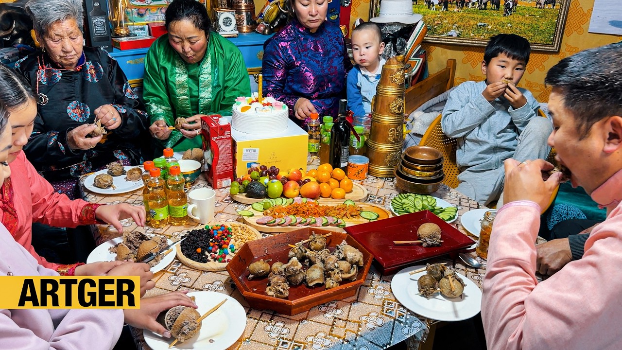 Grandma's Birthday Feast - Authentic Tripe Dumplings! A Day with a Mongolian Nomad Family!