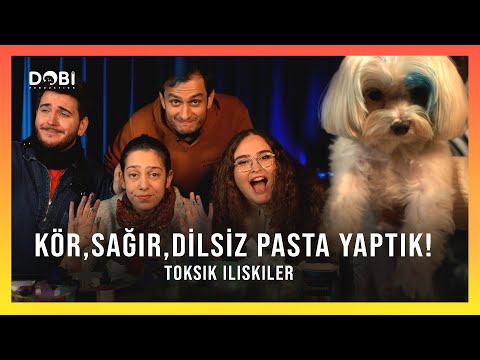 1 KÖR, 1 SAĞIR, 1 DİLSİZ PASTA YAPTIK! (KÖPEĞİMİZ MAVİYE BOYANDI)