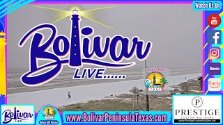 Beachfront Snow View, And Drone View from above, Of Crystal Beach, Texas.