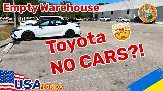 Cars and Prices, empty lots on Toyota dealership
