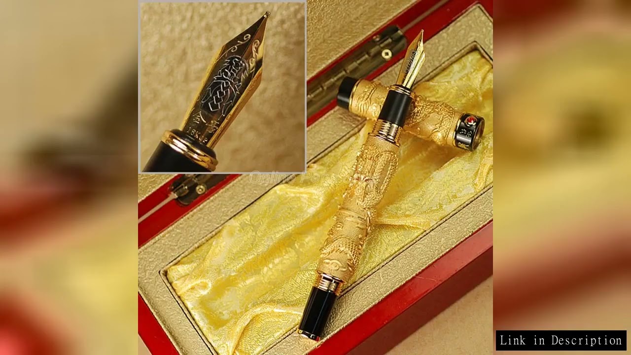 Jinhao Luxurious Double Dragon Playing Pearl, Metal Carving Embossing Heavy Pen Gold Writing Fountai