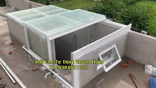 Giếng trời tự động lối lên sân thượng kết hợp lá sách + cửa chất nhôm