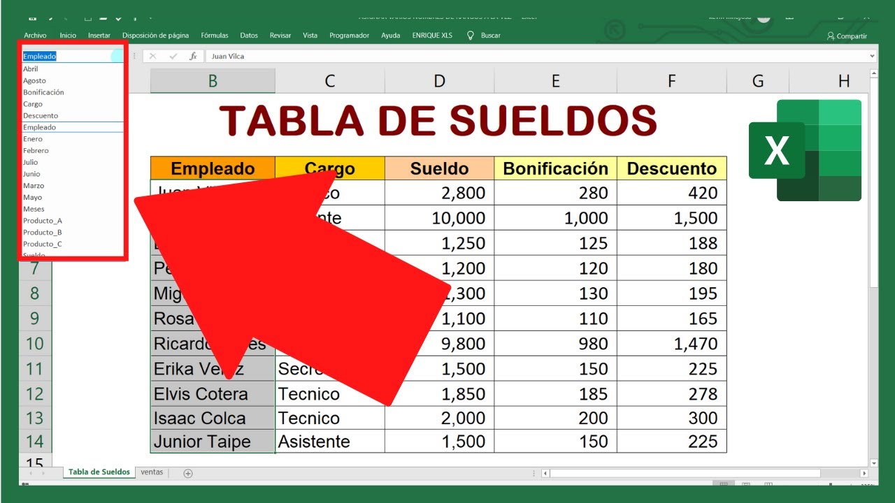 Como Crear Varios Nombres De Rangos A La Vez En Excel Youtube