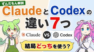 【ずんだもん解説】ClaudeとCodexの違い7つ｜結局どっちを使う？