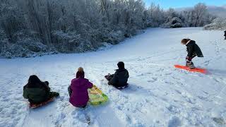 Scoutmaster Surprise Sledding: Together on the big hill!