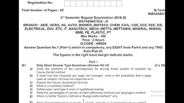 BPUT| MATHEMATICS III | M3 Ques 1(a)-(e)| SOLVED END SEMESTER QUESTION PAPER 2019-20 |Important Ques