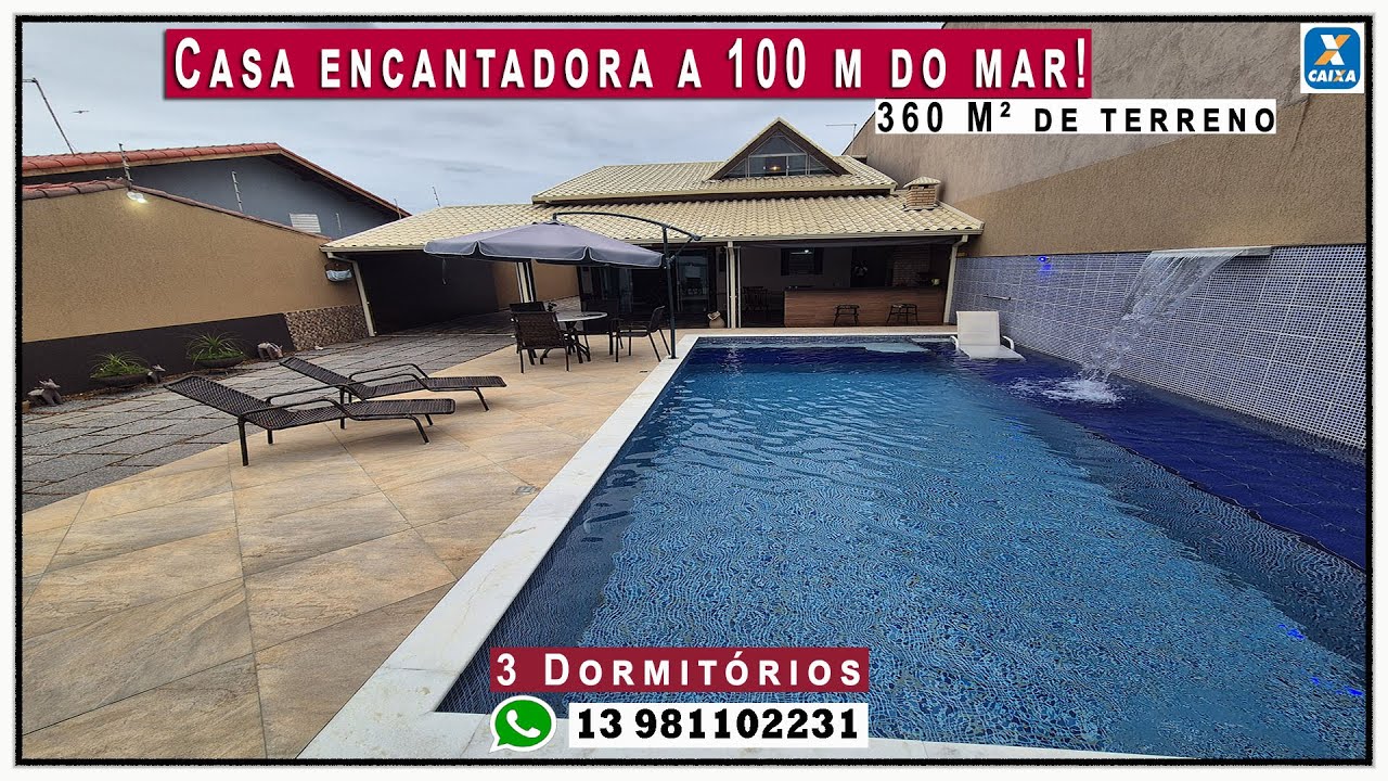 🏠Casa divina na praia em alto padrão a 100 m do mar, piscina e terreno grande!