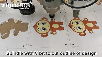 CNC router spindle with knife cutter for KT board cutting CCD camera