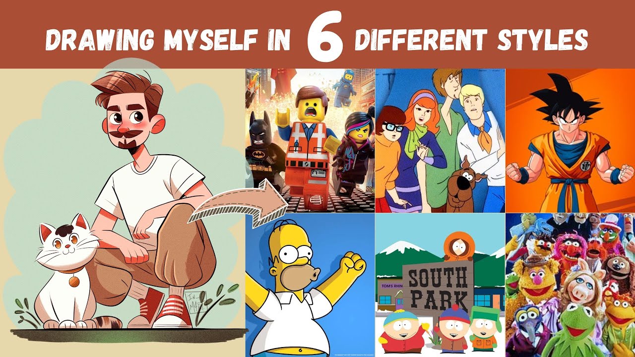 Drawing myself in different styles! - ART CHALLENGE - YouTube