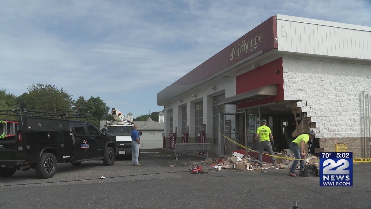 Driver charged after crashing into Jiffy Lube in East Longmeadow YouTube