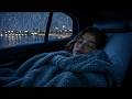Overcome Insomnia with Heavy Rain & Powerful Thunder on a Cozy Car in the Night Rainforest