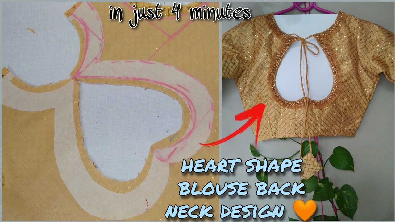 Heart shape blouse back neck design/ Cutting and Stitching blouse