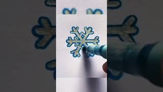 How to draw Snowflake easy ❄️ #shorts #videoshort #art #AjwaWajad