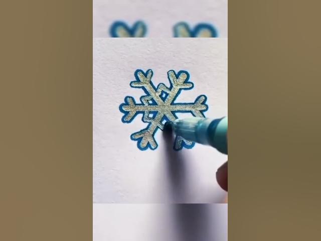 How to draw Snowflake easy ❄️ #shorts #videoshort #art #AjwaWajad