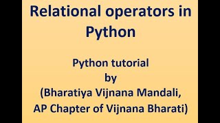 9-Relational operators in Python