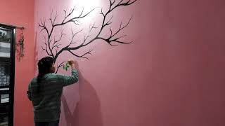 DIY Tree and Birds Wall Painting