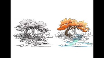 Tutorial of how to Draw a quick nature Landscape perspectives PROCREATE APP, Ipad pro.
