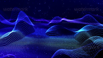 4k looped sci-fi particle background with bokeh and light effects. Glow blue particles form lines