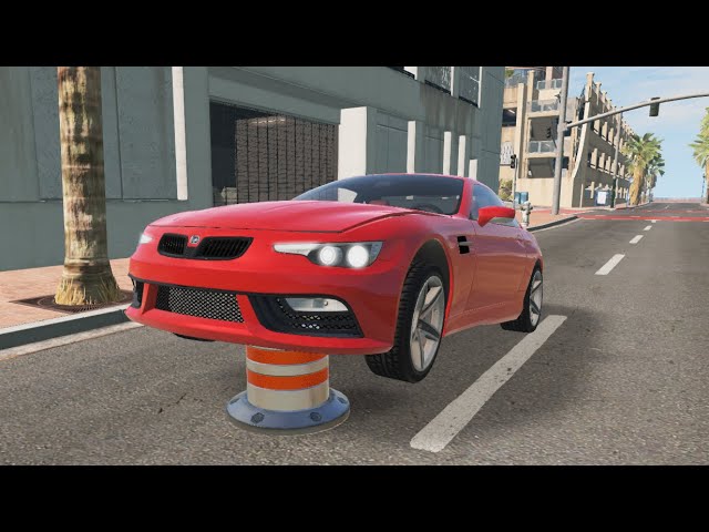 Cars VS Bollards - BeamNG Drive class=