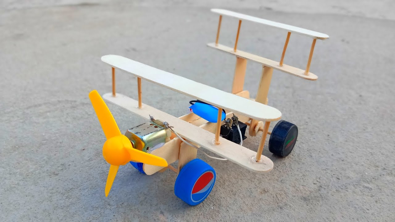How to Make an Airplane with Ice Cream Sticks | DC Motor Airplane DIY Tutorial