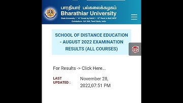 #Result - Bharathiar  university distance education - Aug2022