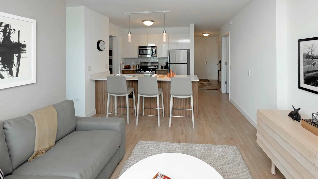 A Convertible 1 Bedroom Model At The New Wolf Point West Apartments A Convertible 1 Bedroom Model At The New Wolf Point West Apartments