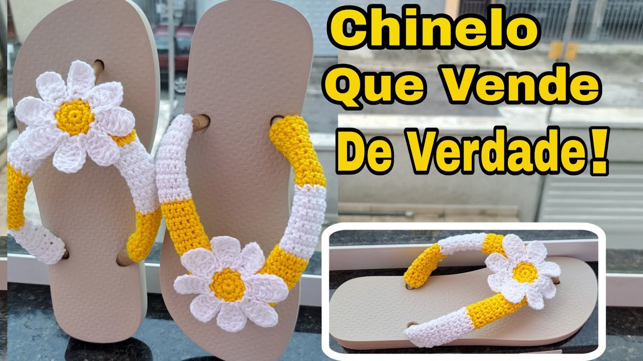 Chinelo customizado,alça de crochê [Zapatilla personalizada Margarida Corrêa de ganchillo] Tutorial
