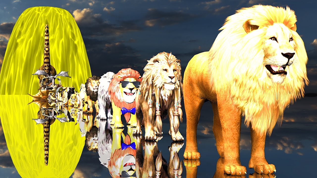 Paint Animals Gorilla Cow Lion Elephant Dinosaurs Dragons and T-Rex Fountain Crossing Animal Cartoon