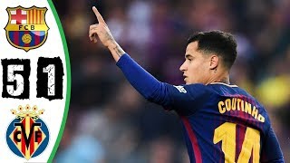 ملخص مباراة برشلونة وفياريال 5-1 🔥 تألق ديمبيلي وميسي 🔥 شاشة كاملة - HD